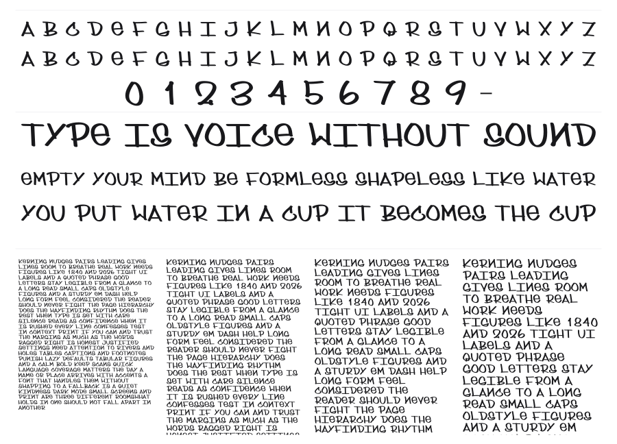 Sydney Mop Style specimen sheet