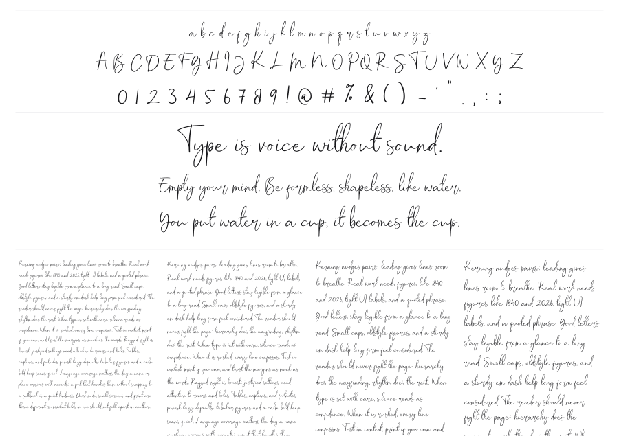 Jeefield specimen sheet