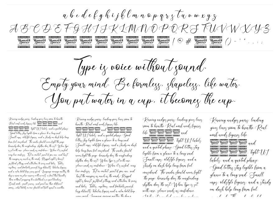 Historis specimen sheet