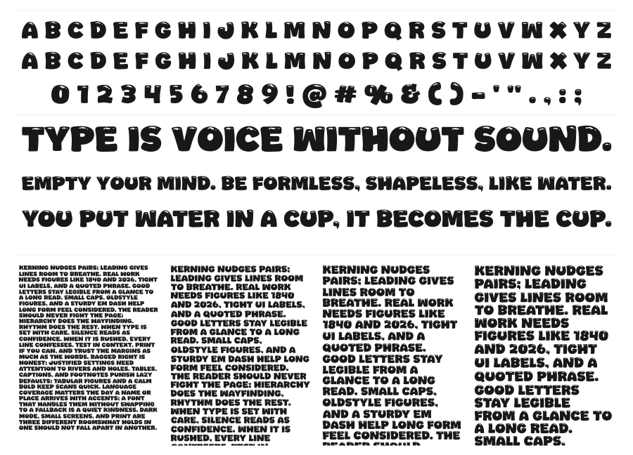 Jhon Cream specimen sheet