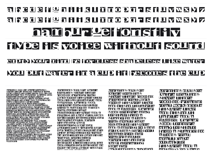Negative Space specimen sheet