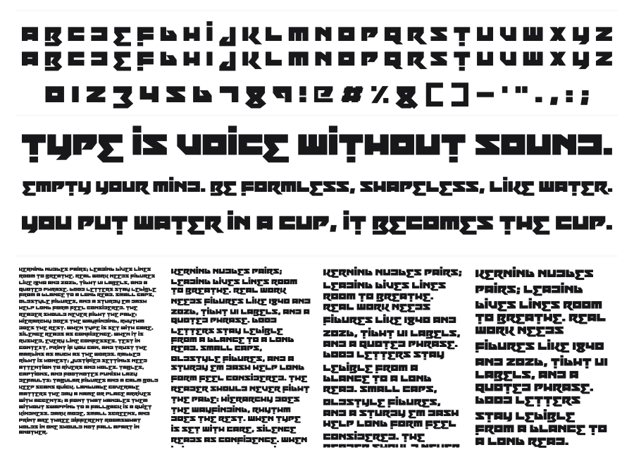 Robot Roar specimen sheet