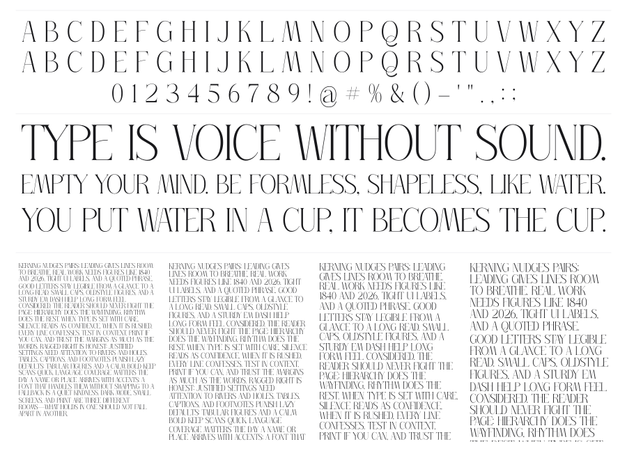 Thorco specimen sheet