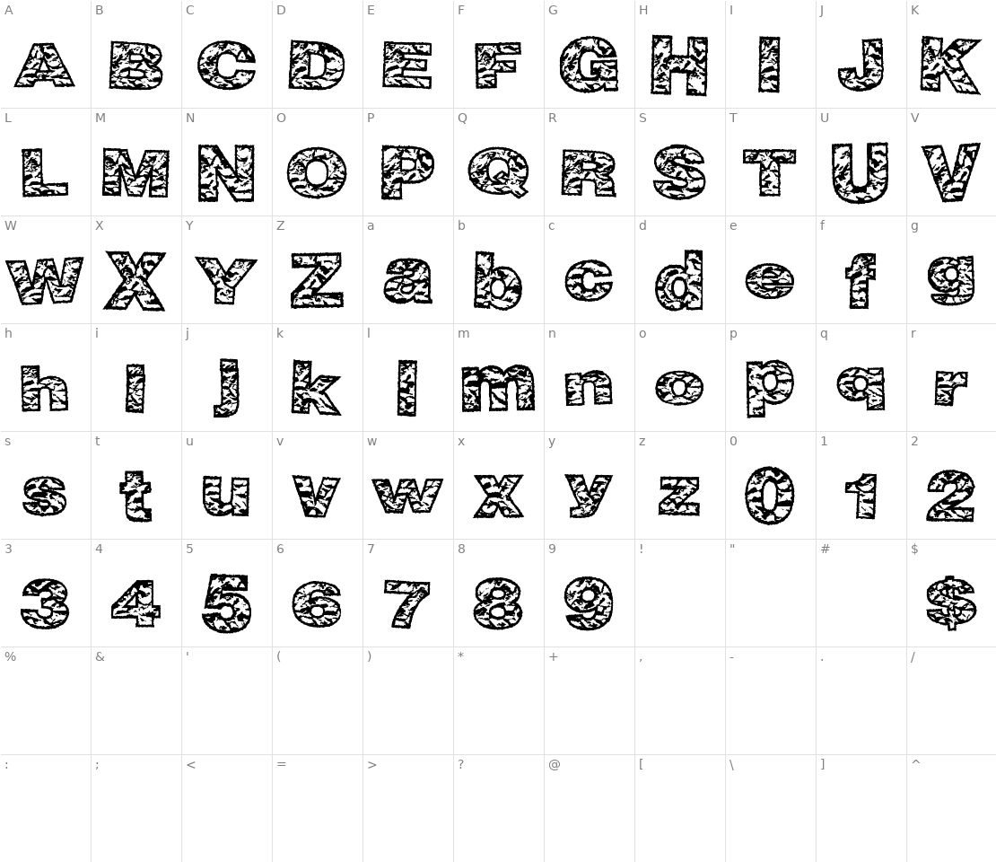 Character set for Big Crump