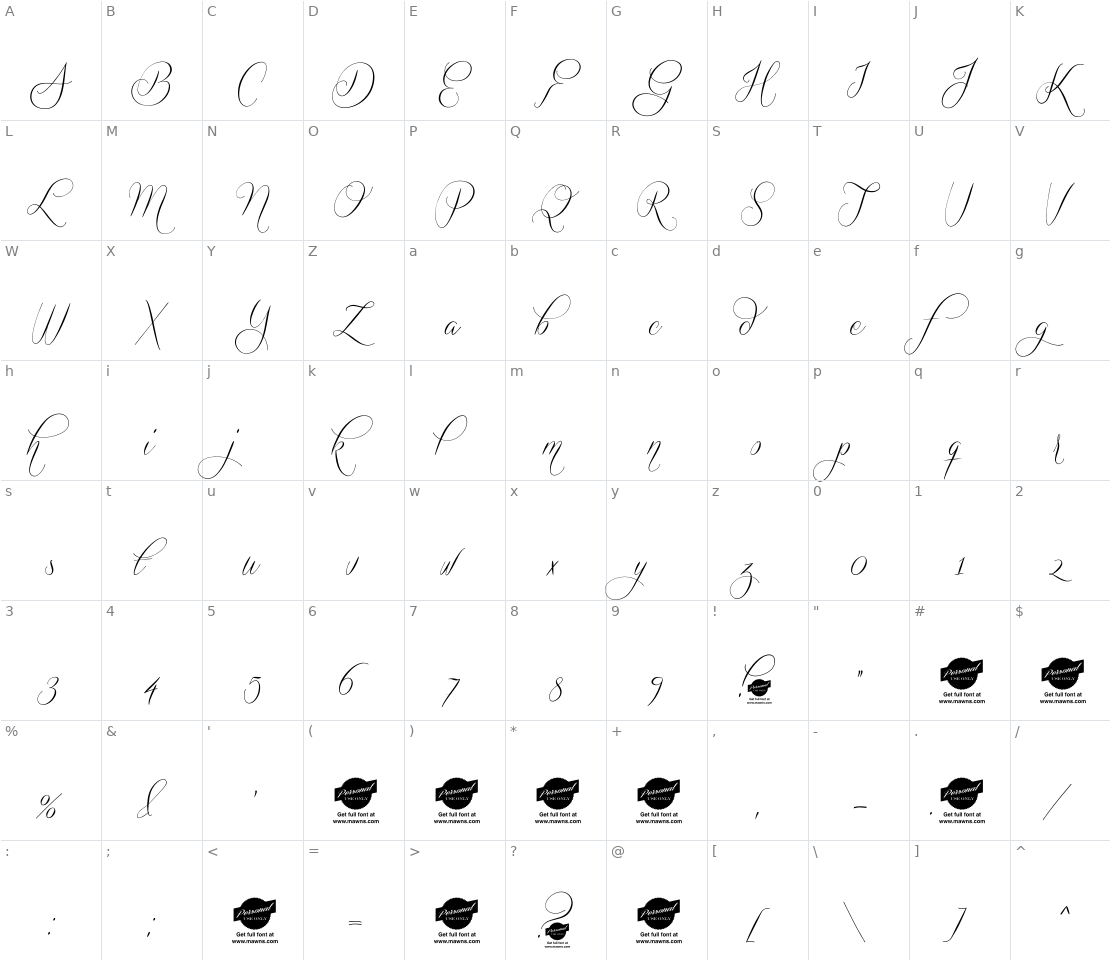 Character set for Quickier