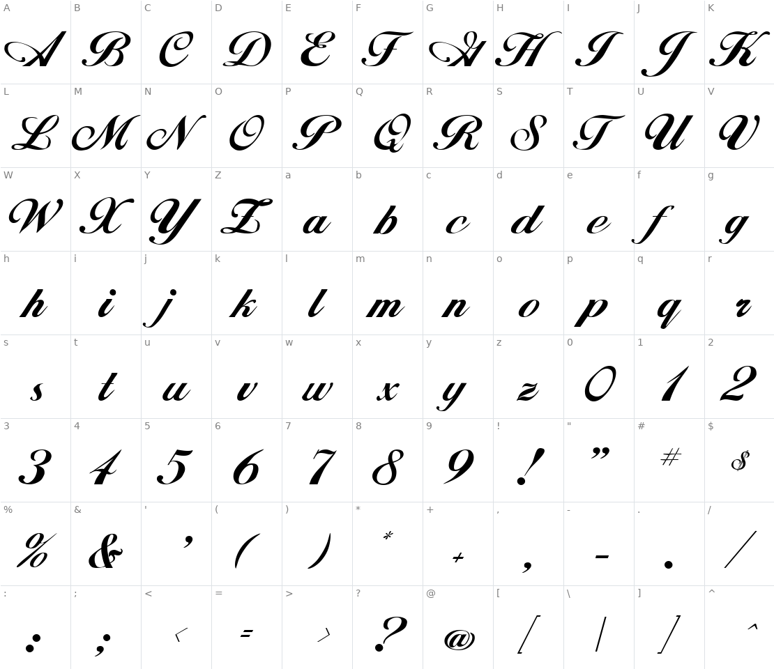 Character set for Alison