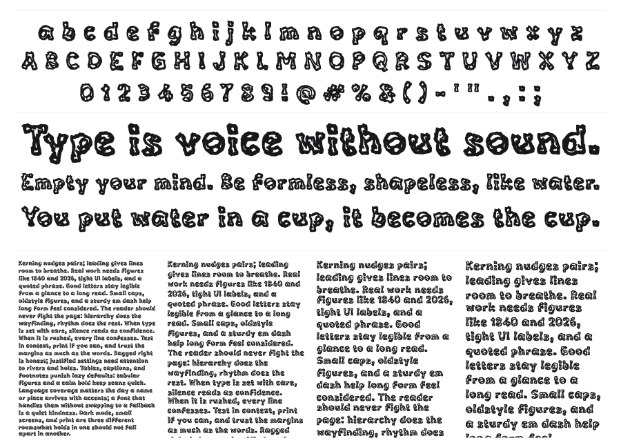Wasike specimen sheet