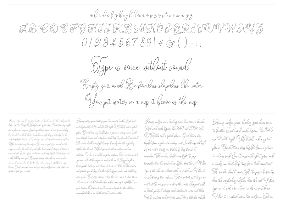 Hariette Sofirya specimen sheet