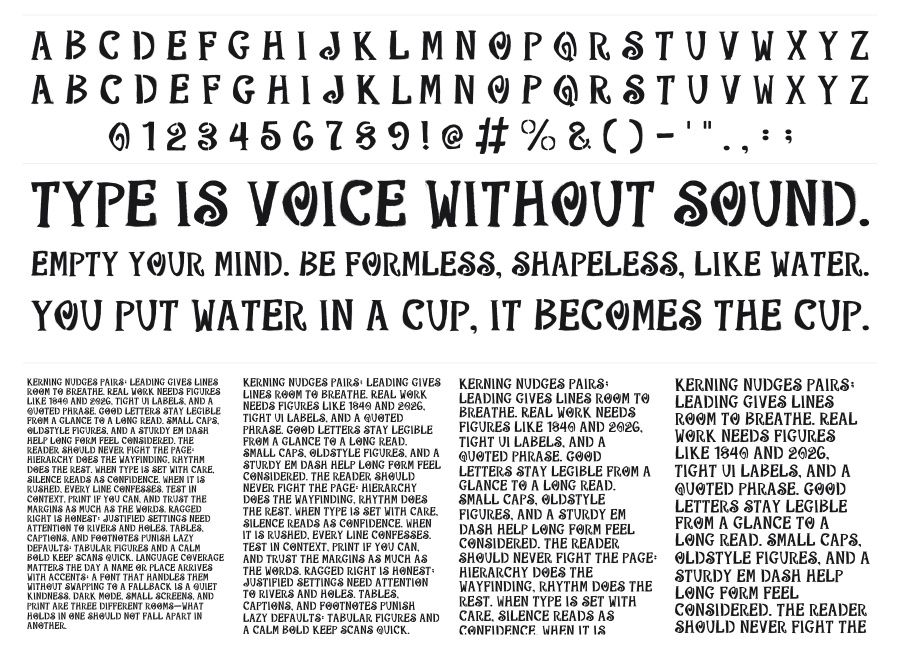 Silly Stencil specimen sheet