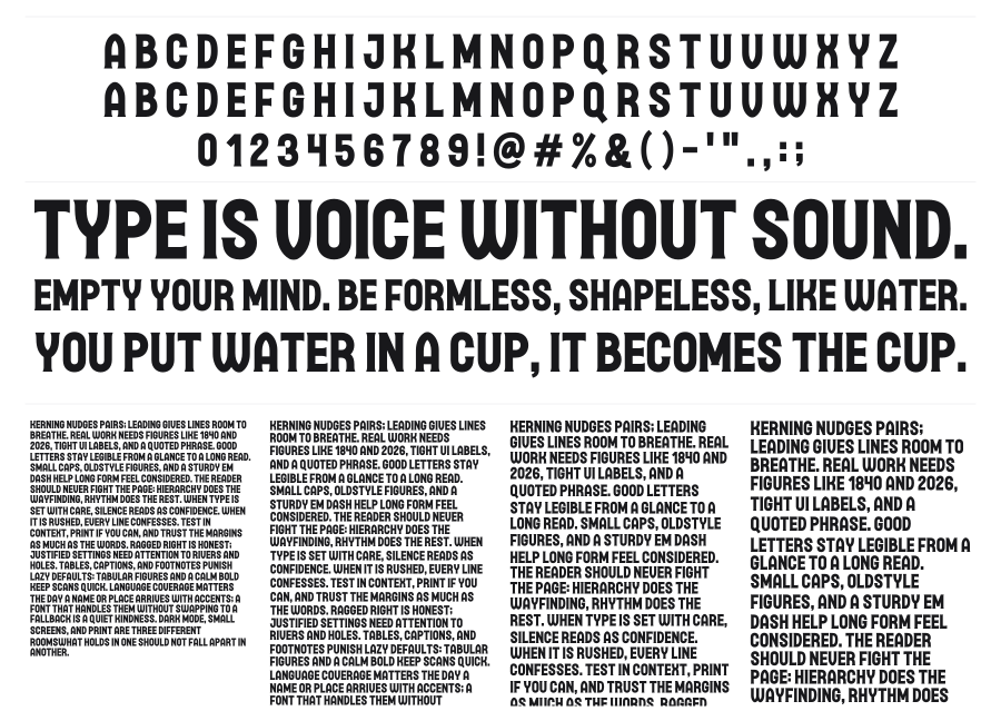 Brampton Serif specimen sheet
