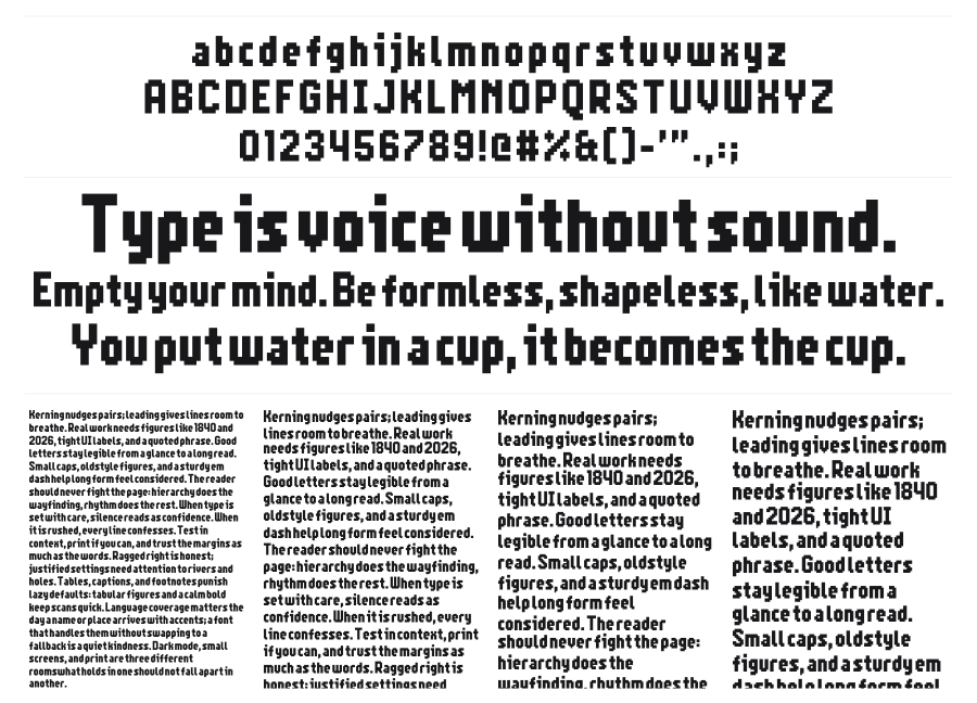 Notalot60 specimen sheet