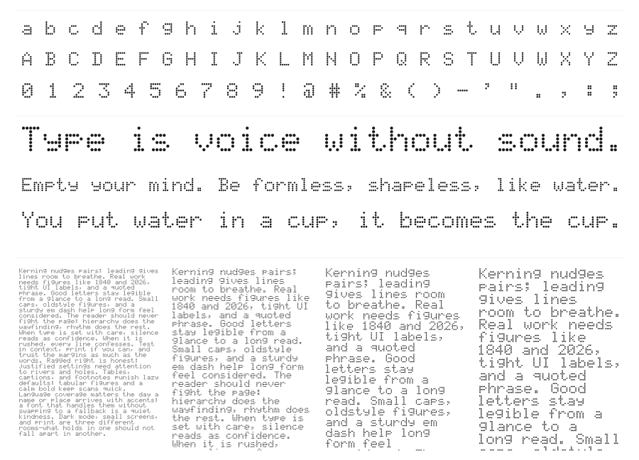 MatrixType specimen sheet