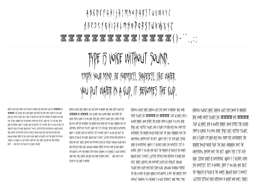 Phantom Phrases specimen sheet