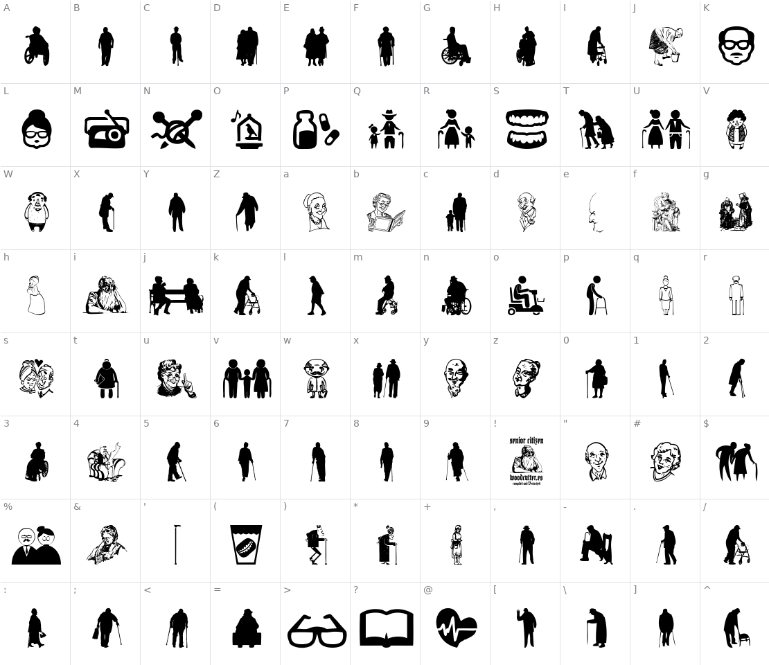 Character set for Senior Citizen