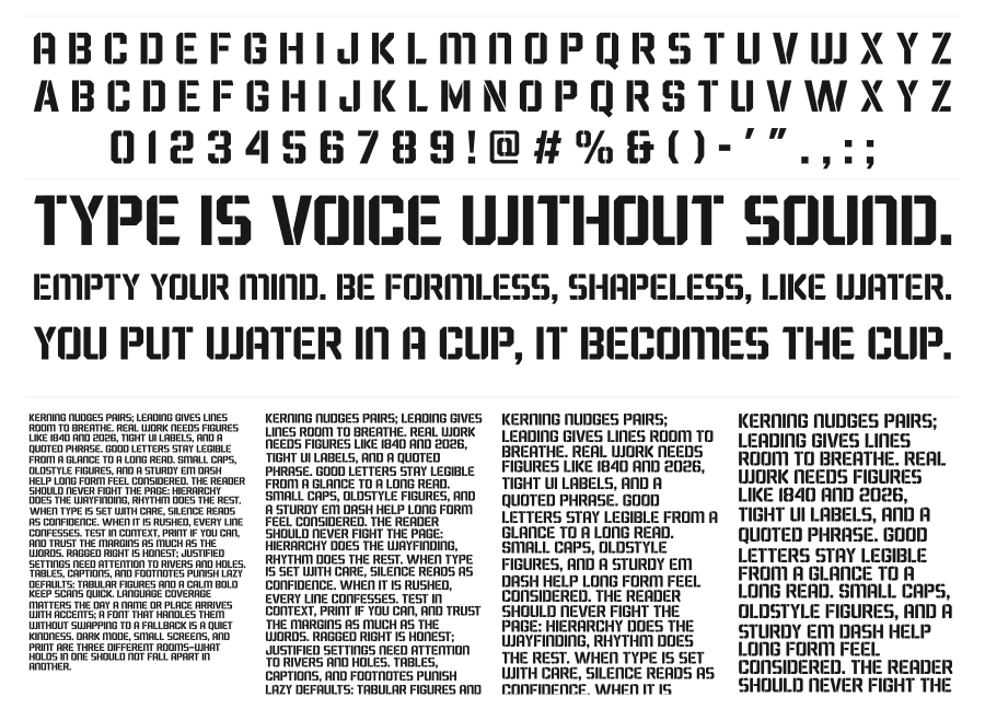 Wargate specimen sheet