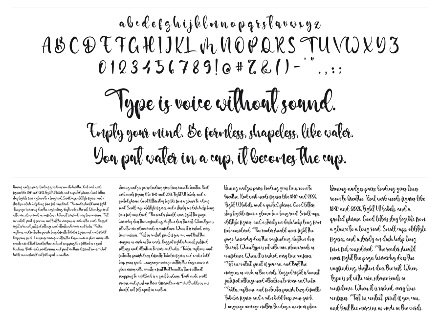 Dylan Samuel specimen sheet