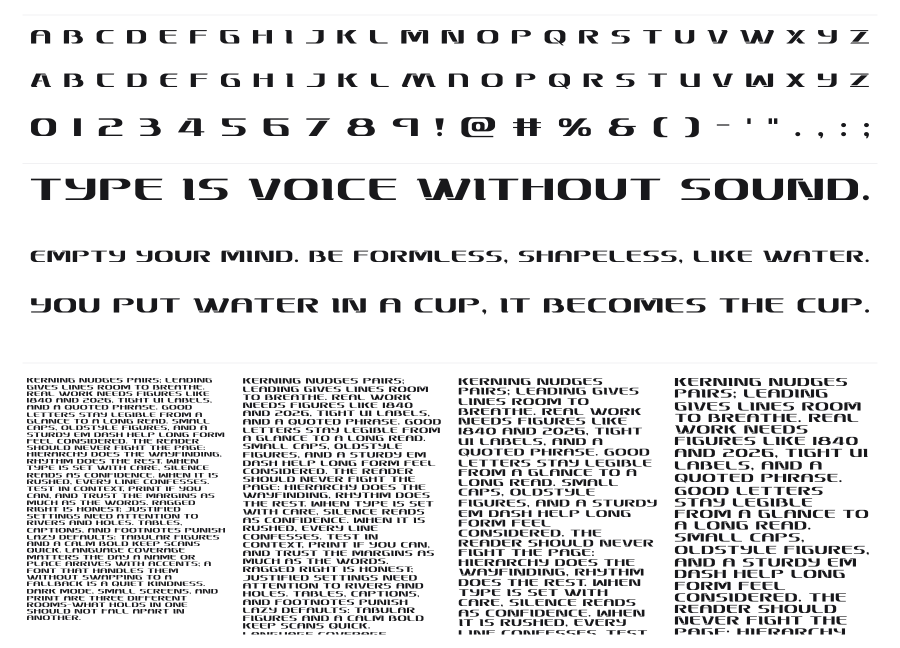 Sky Marshal specimen sheet