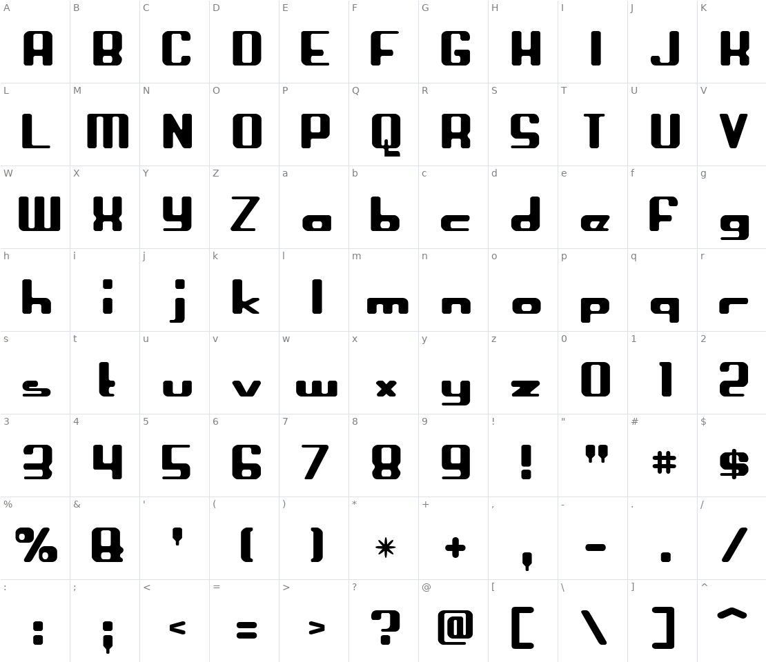 Character set for Crapola