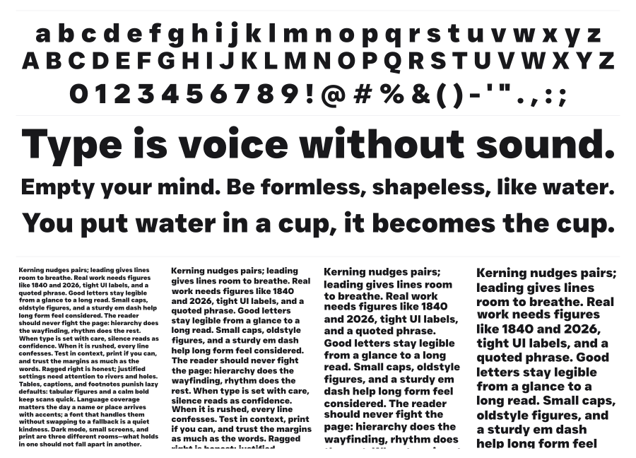 Just Sans specimen sheet