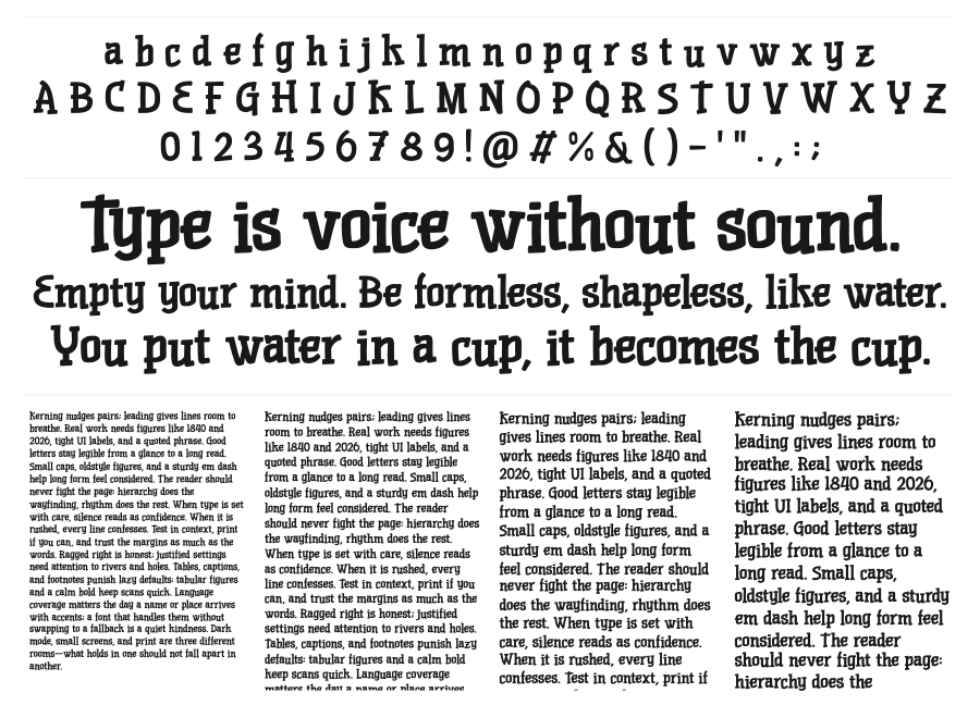 Duckie Sans specimen sheet