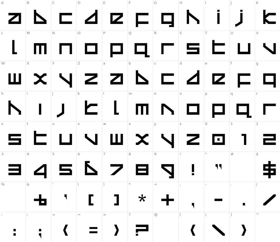 Character set for Delta Ray