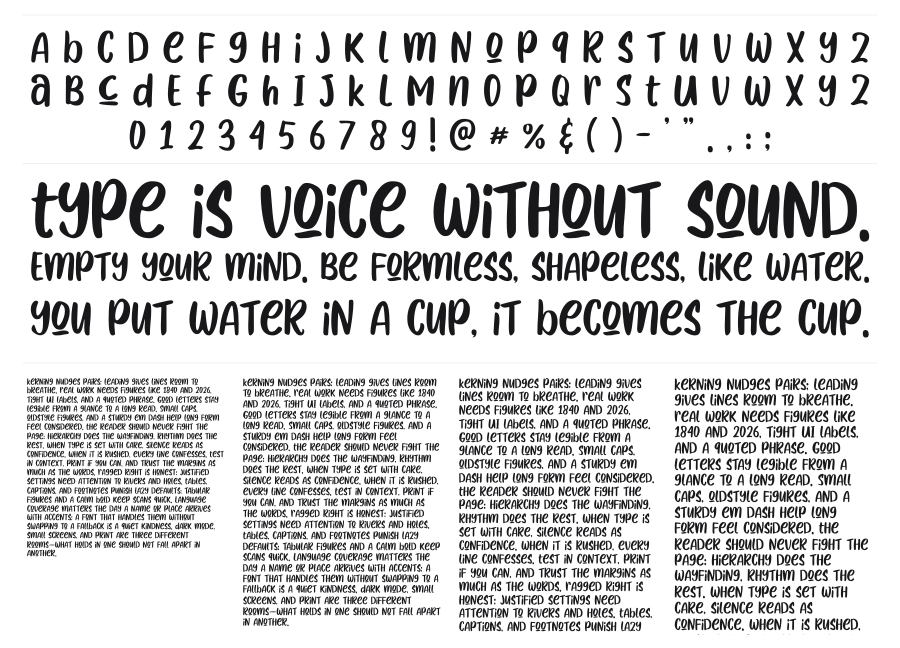 True Way specimen sheet