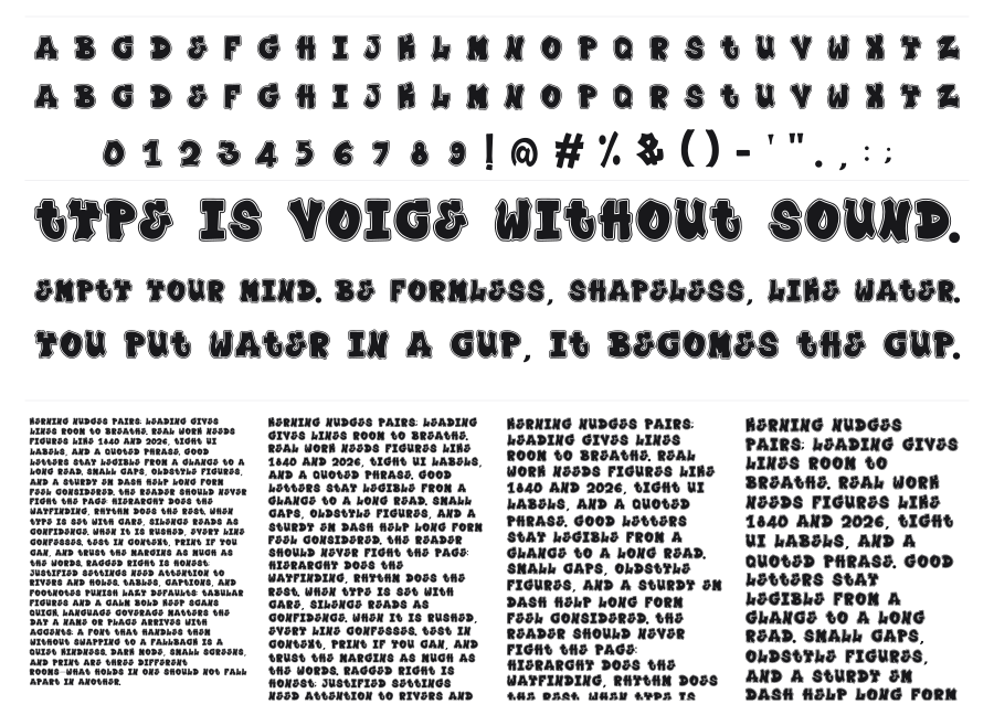 Plump Varsity specimen sheet