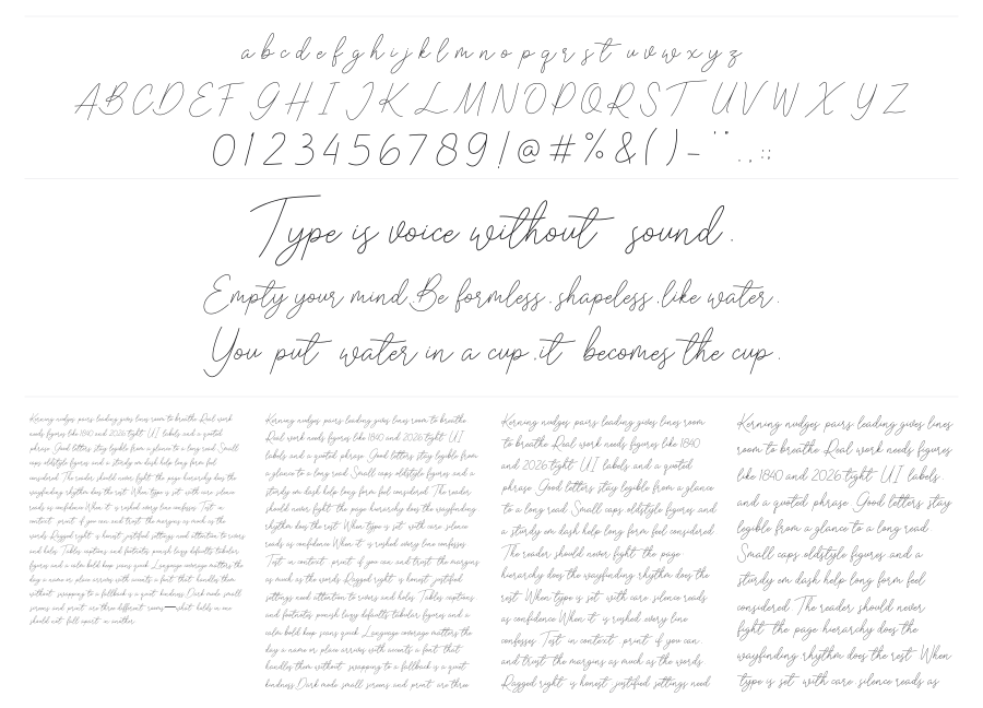 Emelynd specimen sheet