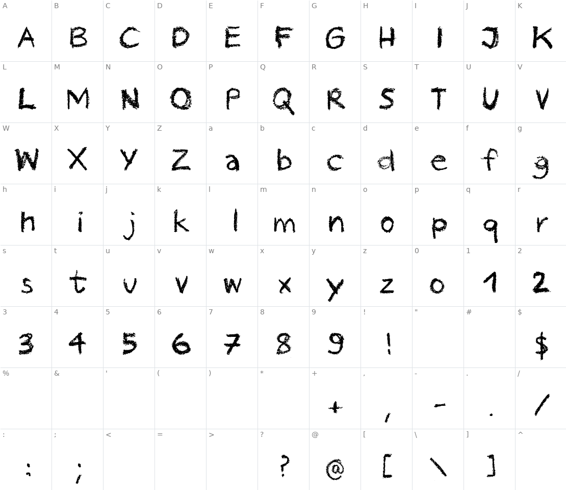 Character set for Pastel Crayon