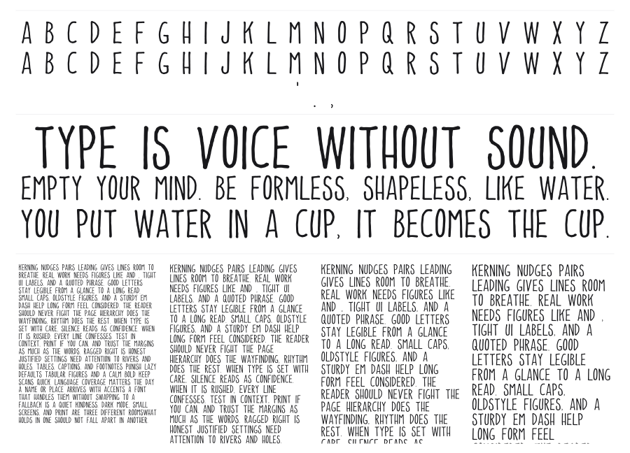 Easy Print specimen sheet