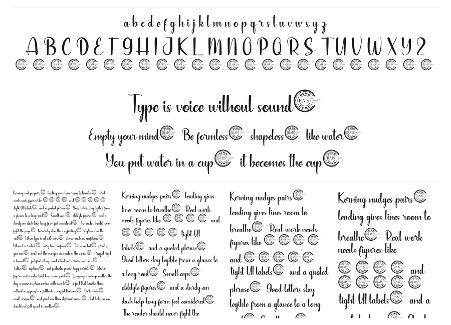 Blushful specimen sheet