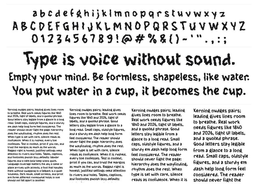 h Hoga specimen sheet