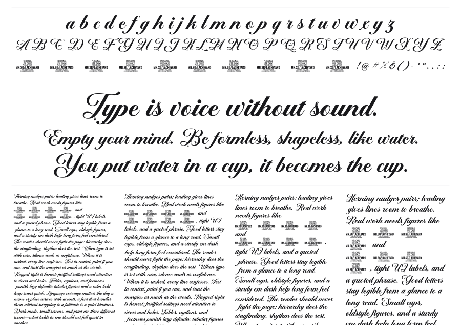 Lacheyard Script specimen sheet