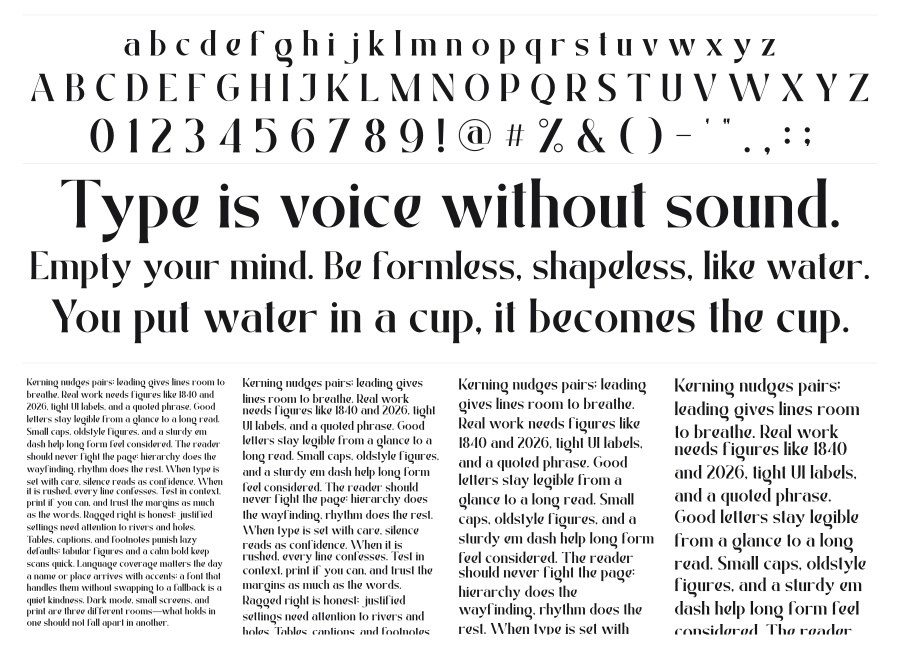 Quickly Gone specimen sheet