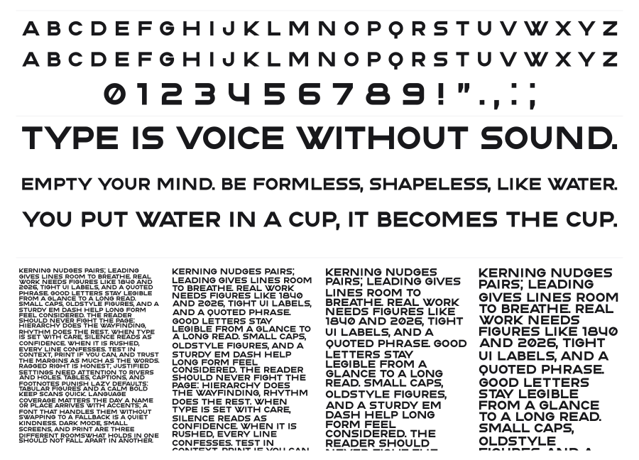 Strong Sans specimen sheet