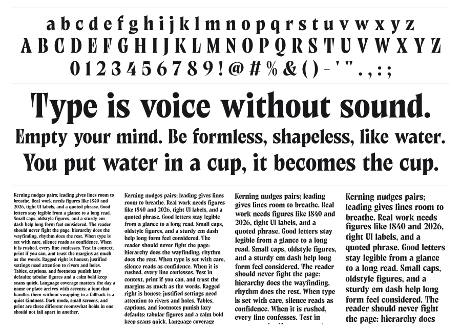Ruminate Nuance specimen sheet
