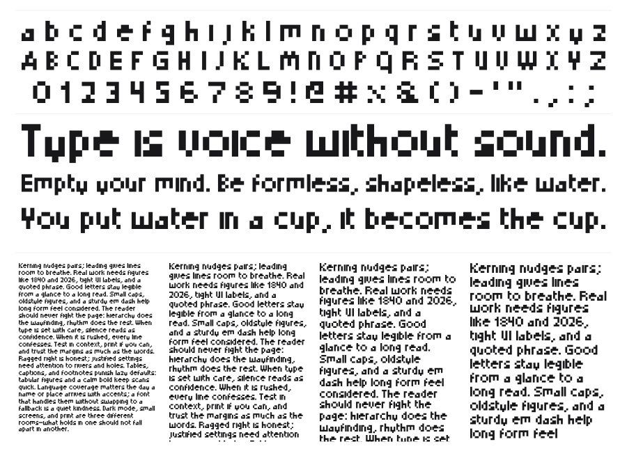 Ultimate Pixel Font specimen sheet