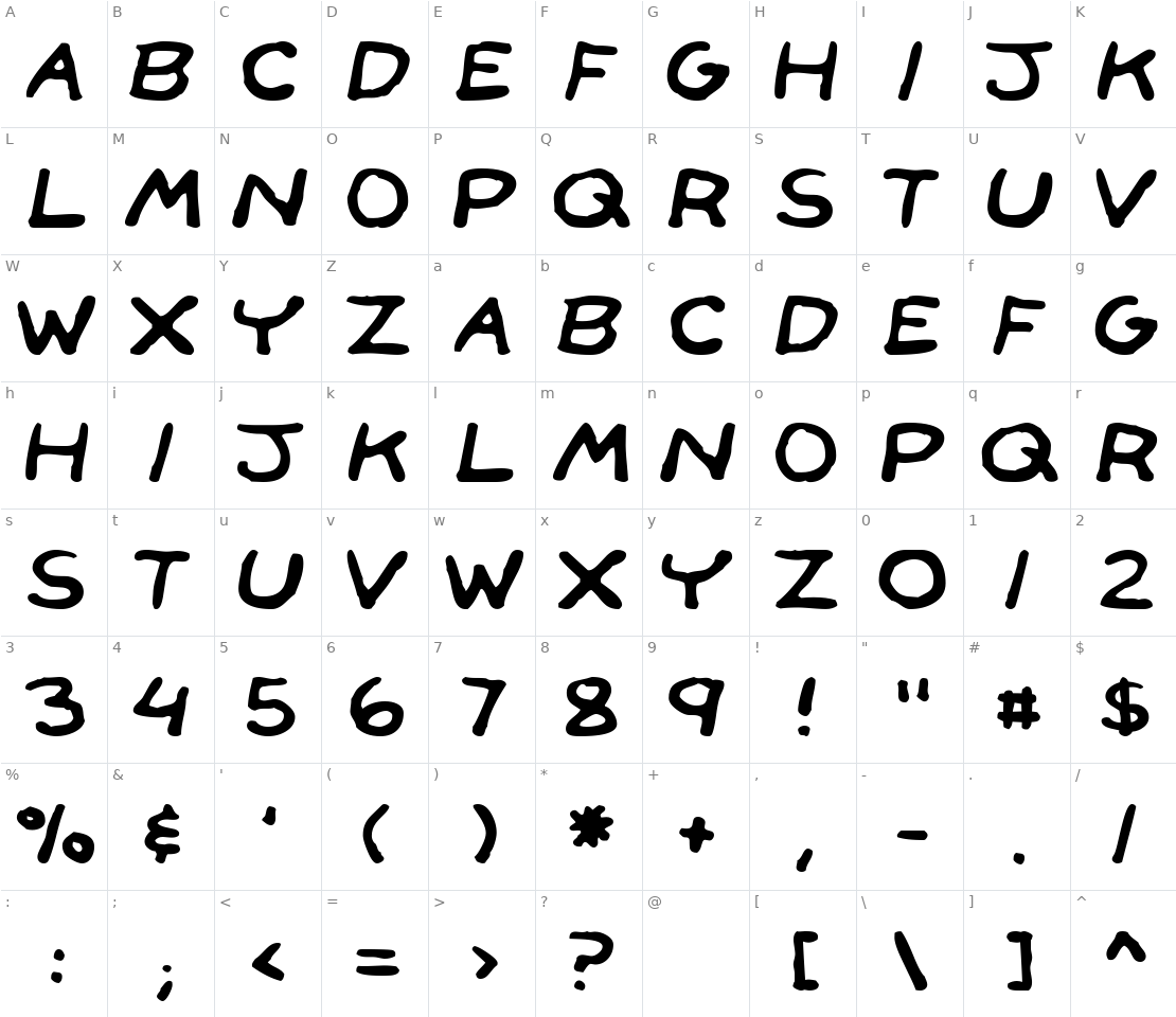 Character set for Face Front