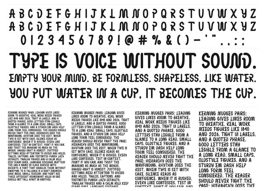 Mushrom Sans specimen sheet