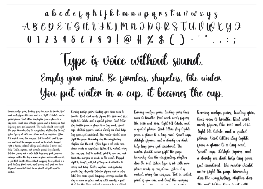 Onegreen specimen sheet