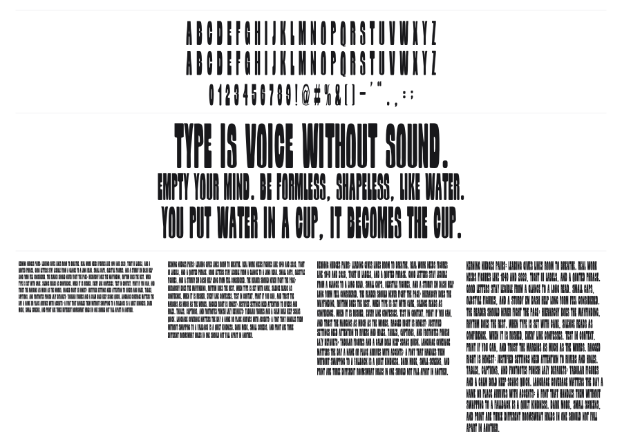 Supercalifragilistic specimen sheet