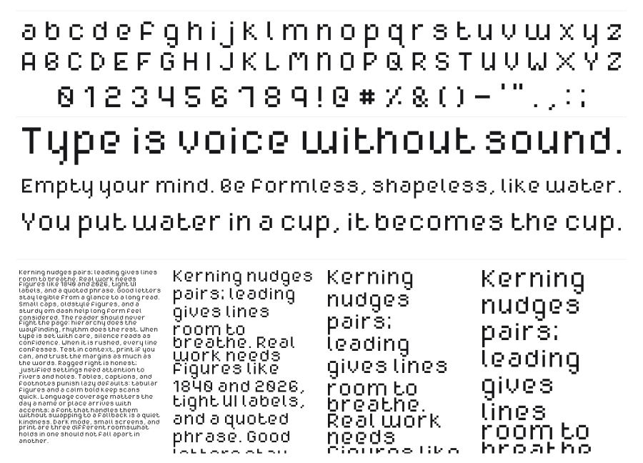 DeeCe specimen sheet
