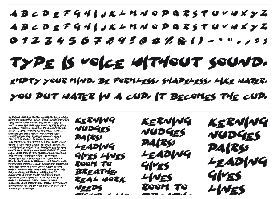 Go Faster Brush specimen sheet