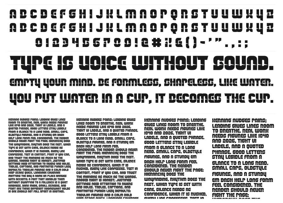 The Light Brigade specimen sheet