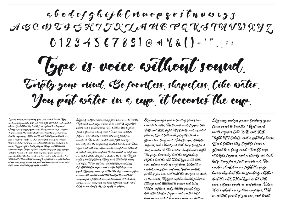 Jayne Oliver specimen sheet