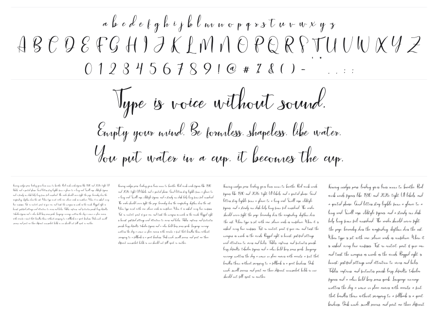 Biglittle Script specimen sheet
