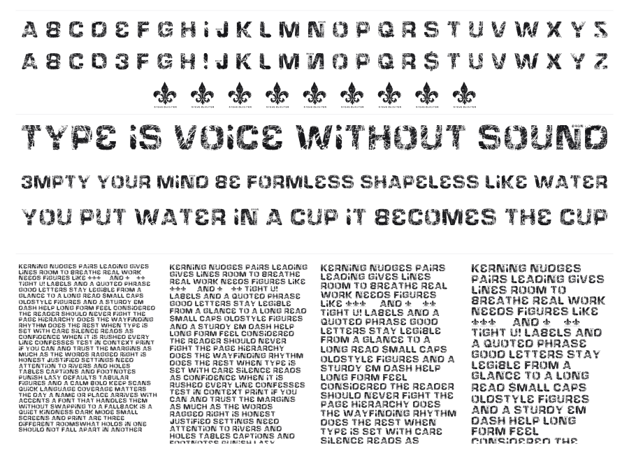 Hacking Trashed specimen sheet