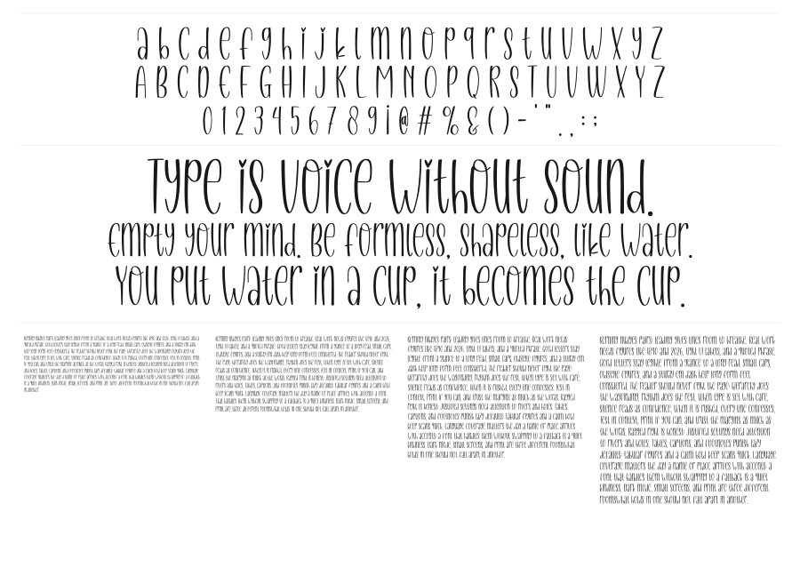 Stylish specimen sheet