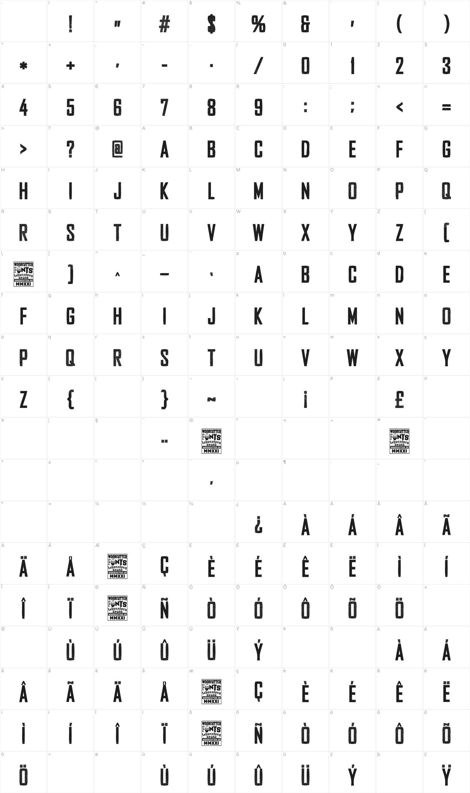 Security Company glyph table