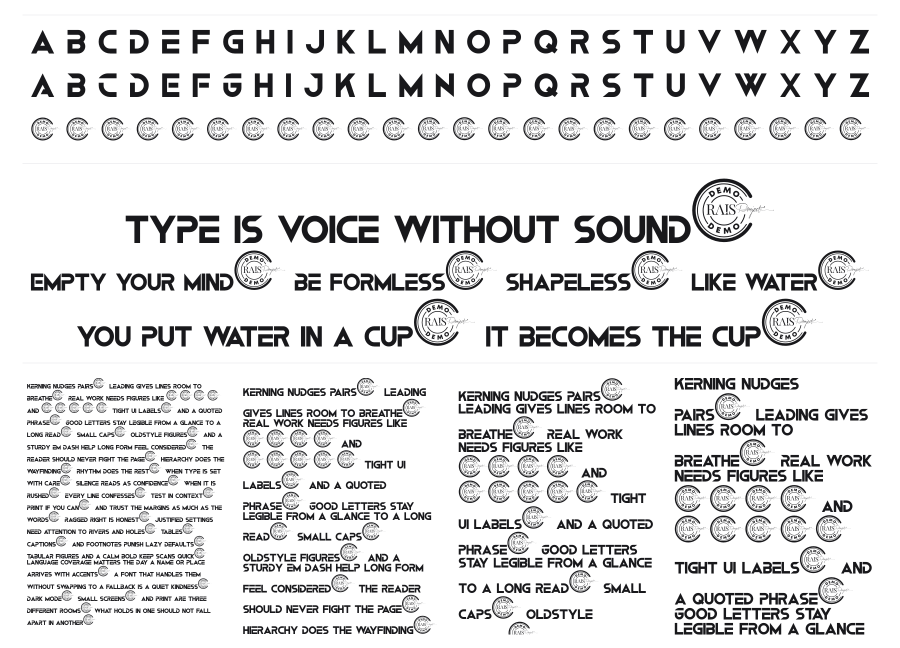 Dragraces specimen sheet